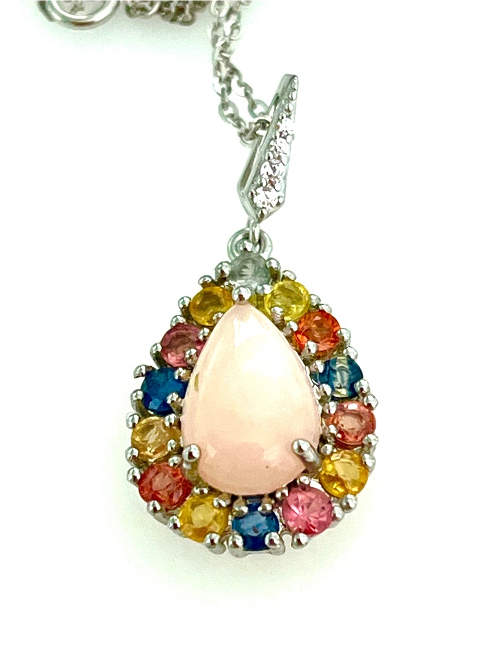 Genuine 4ct Opal Sapphire 14KGP Necklace